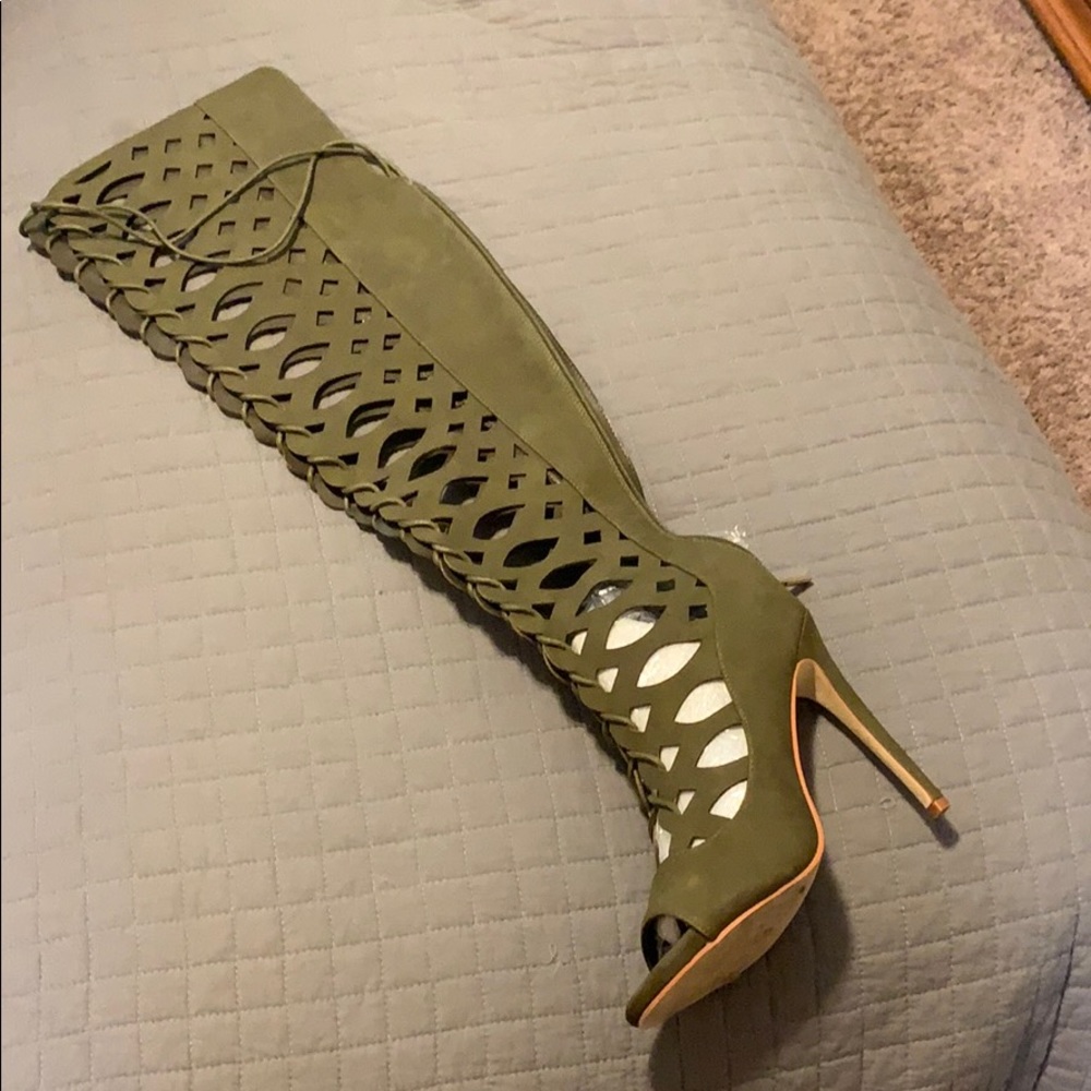 Olive Green Knee High Boots. FINAL SALE.